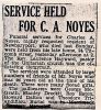 Charles A. Noyes funeral notice