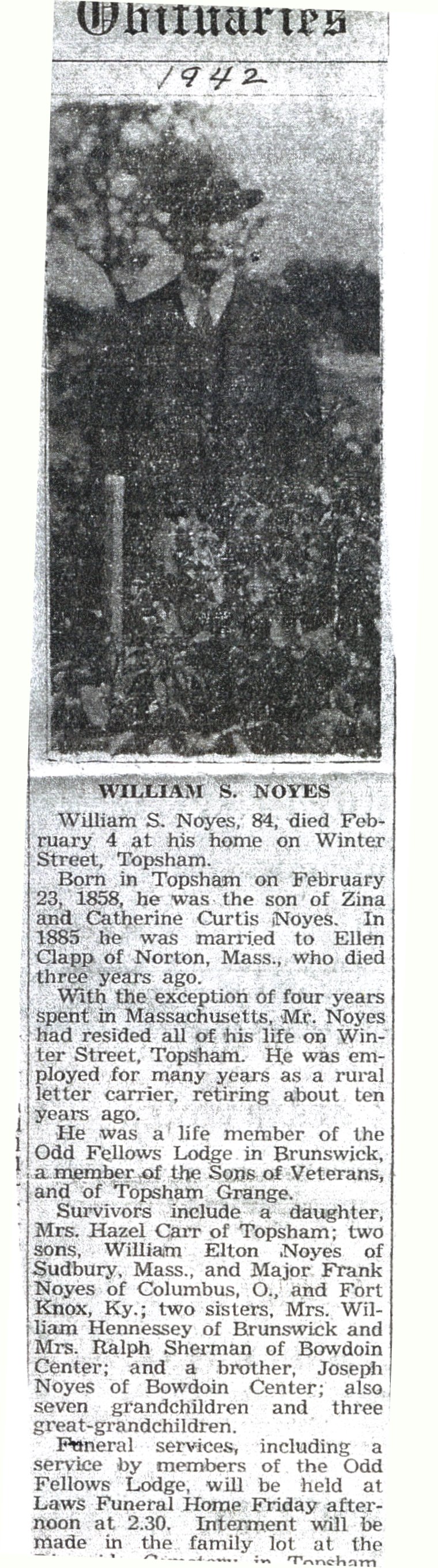 William Sprague Noyes obituary