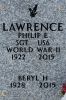 Sergeant Philip E. & Beryl Hazel (Sturgis) Lawrence military marker