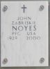 PFC John Zabriskie Noyes military marker